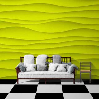 Greenish Yellow Wave Texture Wallpaper