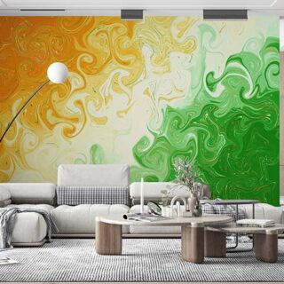 Indian Tri-Colour Waves Wallpaper for Wall