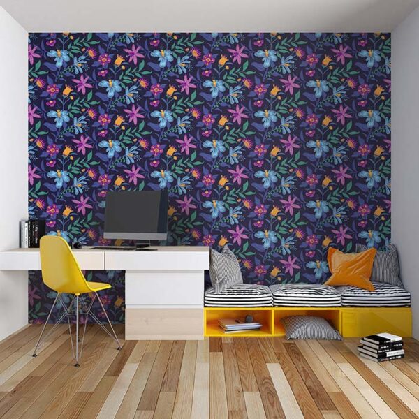 Lilac and Aqua Blossom Wallpaper for Wall - Magicdecor®
