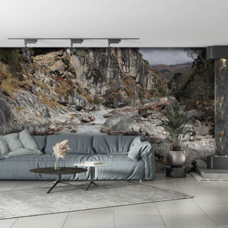 Tranquil River By the Mountains Wallpaper Mural