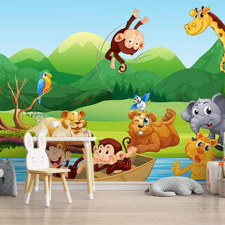 Playful Cute Animals kids Wallpaper Mural