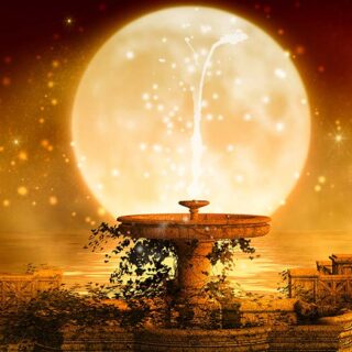 Sparkling moon with fountain Wallpaper