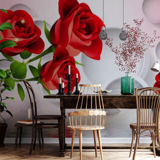 Beautiful Red Roses Reflecting in Water Wallpaper for Wall