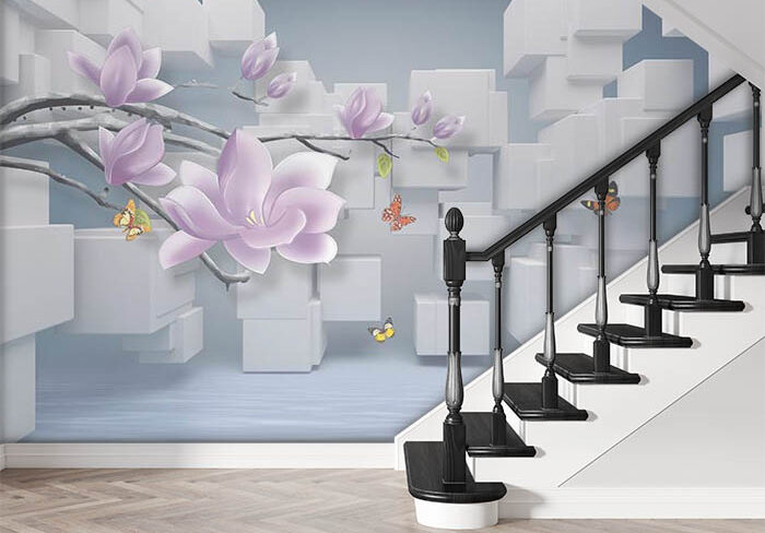 Mauve Flowers on Branch