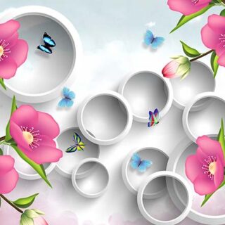 3D Pink Florets and Rings Wallpaper