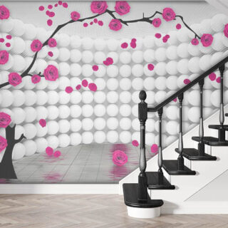 3D Balls and Roses Wallpaper for Wall