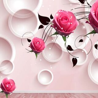 3D Pink Rings and Roses Wallpaper for Wall