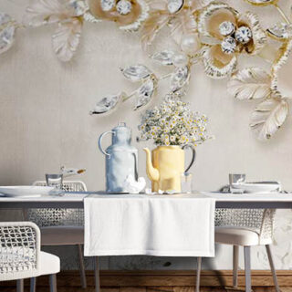 3D Floral Swan Wallpaper Mural