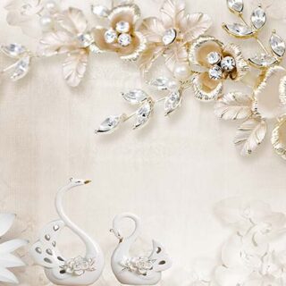 3D Floral Swan Wallpaper Mural