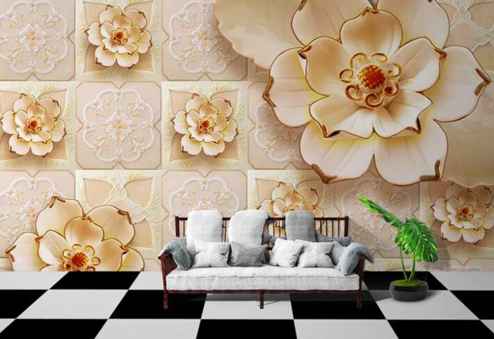 3D Flower Goldern Work