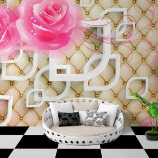 3D Pink Rose With Cushion Effect Background Wallpaper for Wall