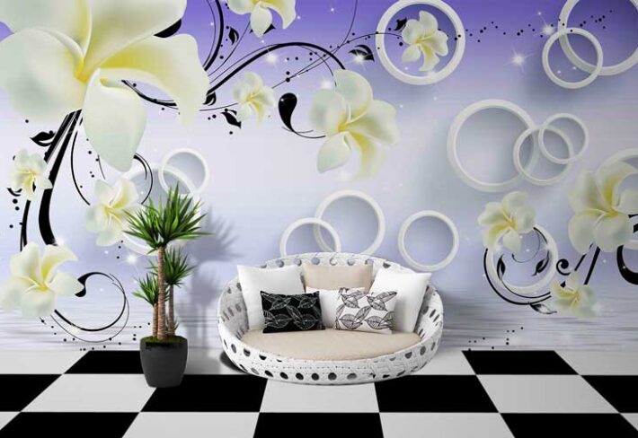 3D Flower Blue Background