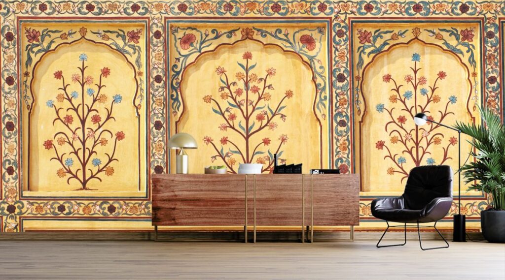 Art work in Amber Fort Near Jaipur City Rajasthan Wallpaper for Wall ...