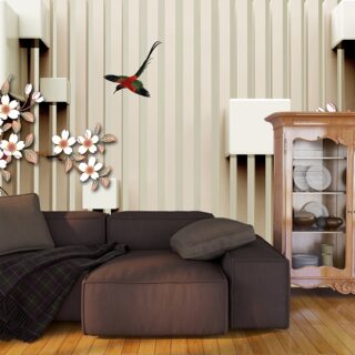 3D Wall With Flowers and A Bird Wallpaper for Living Room