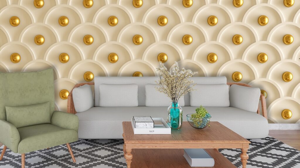Beautiful White and Gold Pearl Pattern Wallpaper for Living Room ...