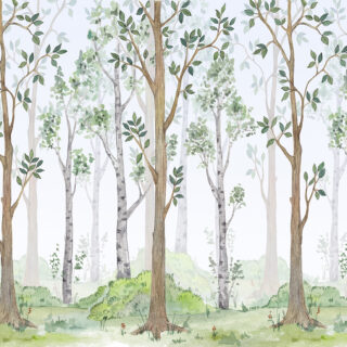 Deewar Wallpaper, Watercolor painting of trees and grass