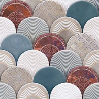 Beautiful Wallpaper of 3D Pattern of Colorful Circles for Living Room