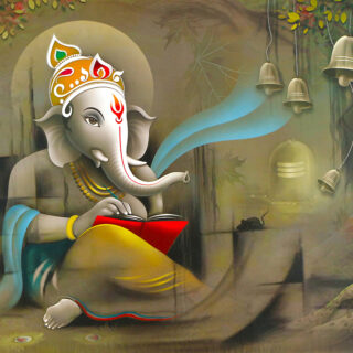 Book Reading Lord Ganesha wallpaper for wall