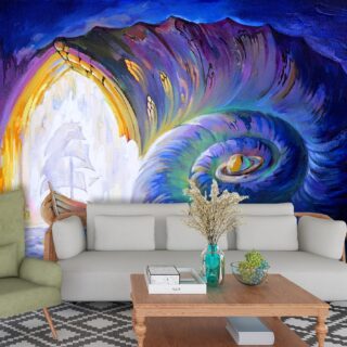 Blue Color Snail Shell Painting Wallpaper for Walls