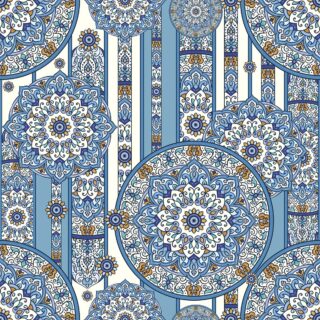 Wallpaper for House Wall, Circular designs on a striped surface