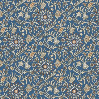 Bathroom Wallpaper - Blue Damask Pattern