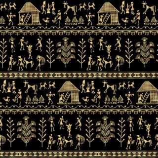 Black and Gold Tribal Style Wallpaper