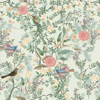 Dining Room Wallpaper With Birds and Flowers