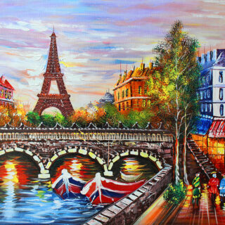 Painting of a City Regal Canvas Living Room Mural Wallpaper