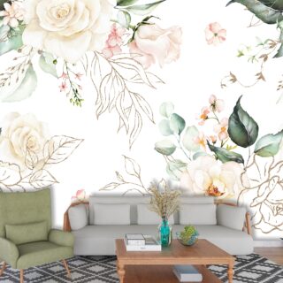 A Wallpaper Mural of Romantic Roses