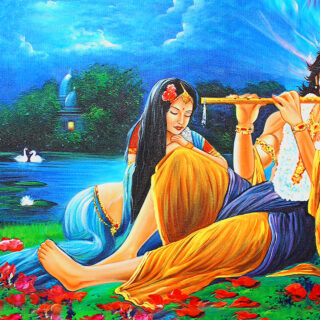 Radhe Kirshna Divine Painting Wallpaper for Wall