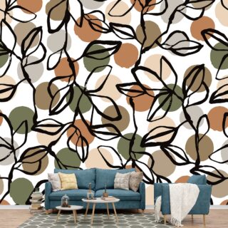 Attractive Leaves Design Wallpaper Mural