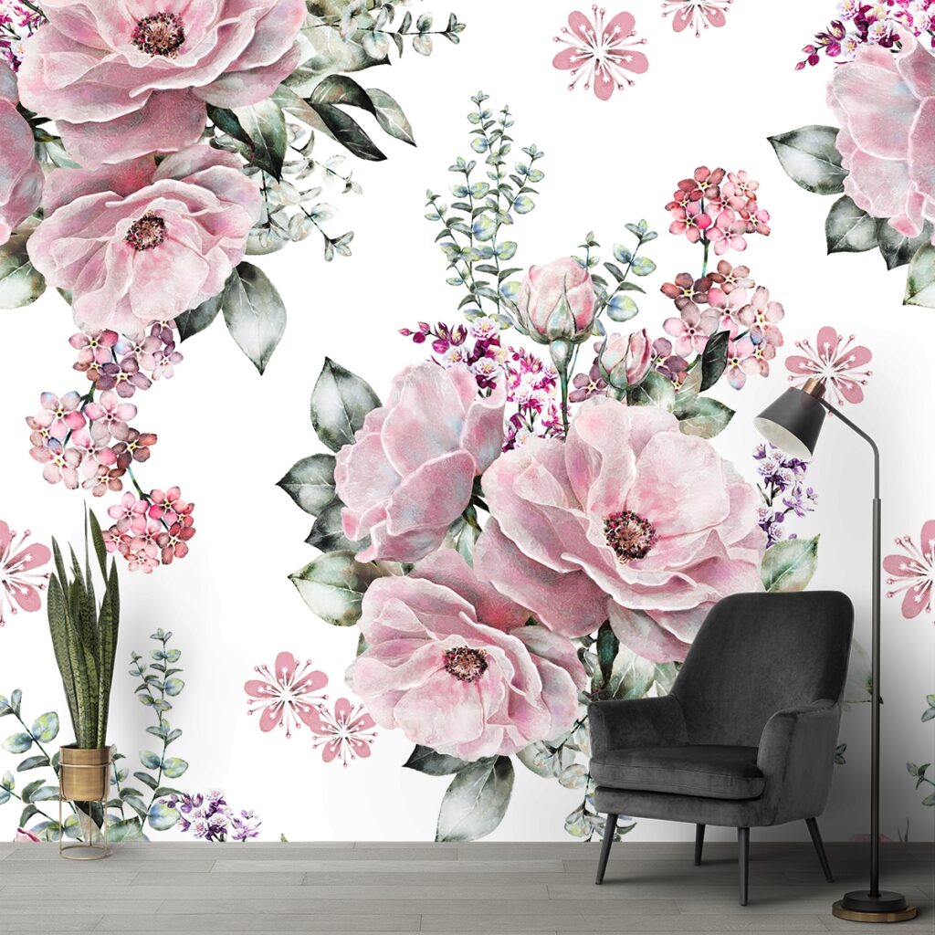 A Beautiful Pink Rose Wallpaper Mural - Magicdecor®