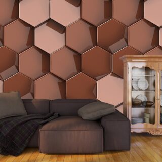 Brown Hexagons Wall Mural