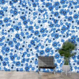 Elegant Blue Floral Pattern Wallpaper for Walls