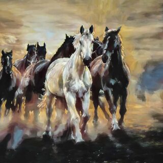 Running Horses Painting Wallpaper for Walls
