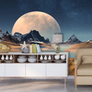 3D moon landscape wallpaper for walls
