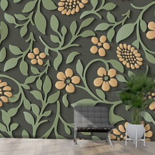 An Abstract Wallpaper Pattern of Flowers and Greenery