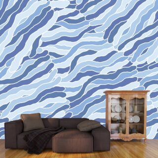 Blue Retro Abstract Painting Wallpaper for Walls