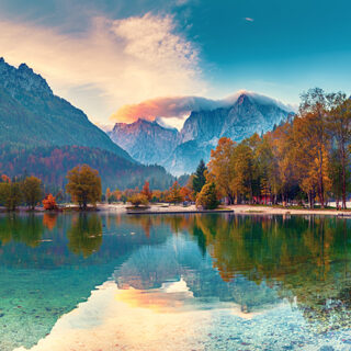 Lake with trees and mountains, Forest Wallpaper for Walls