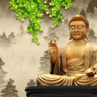 3D Gold Buddha Wallpaper for Wall