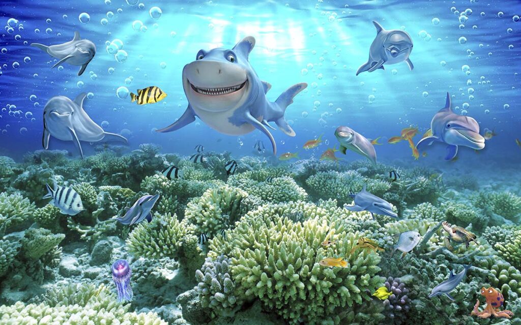 Kids Room Wallpaper - A shark swimming in the ocean