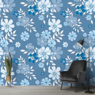Blue and White Flowers Decorative Wallpapers for Walls