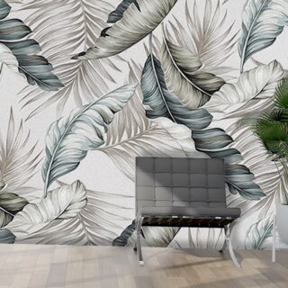 Aesthetic Beige Tone Leaves Wallpaper