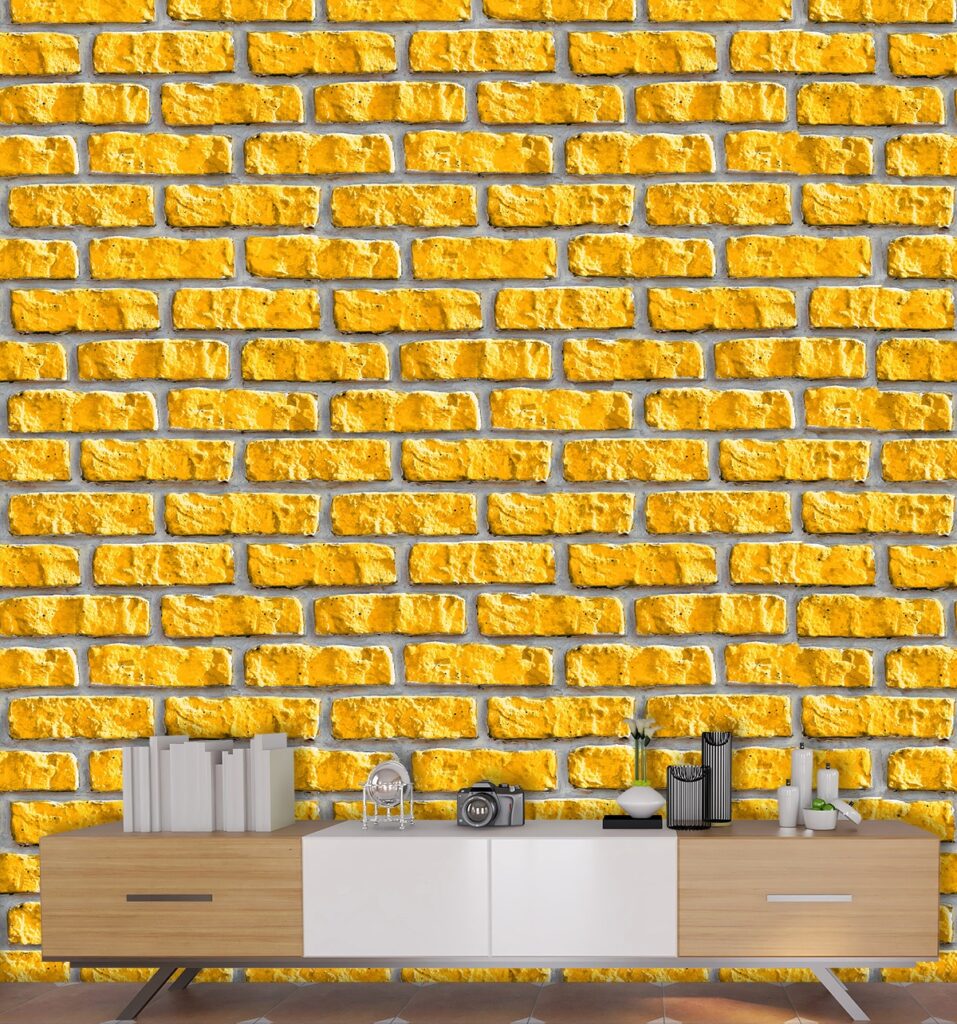 3D Effect Yellow Brick Wallpaper Magic Decor