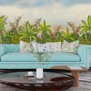 King and Queen in Royal Garden Wallpaper Design