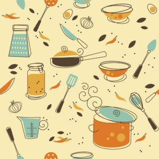 Kitchen Utensils Pattern Wallpaper
