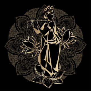 Black and Gold Krishna Wallpaper