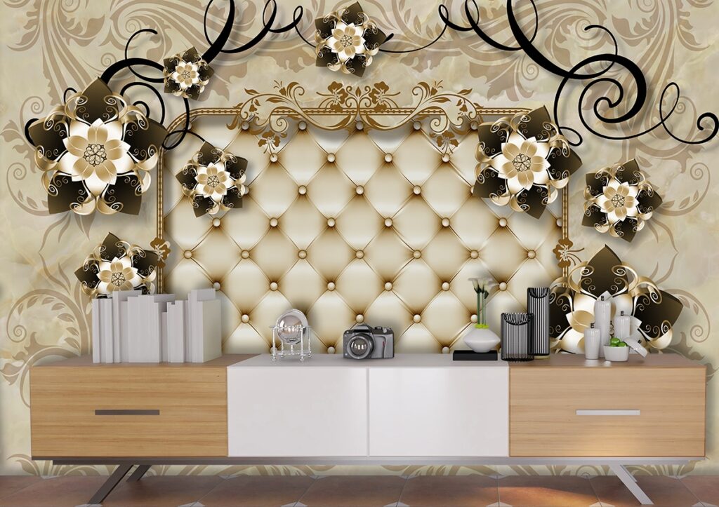 A wallpaper with a floral design - Magicdecor®