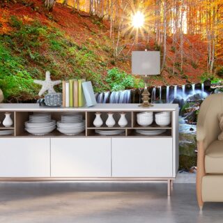 Waterfall in a Forest Wallpaper for Walls