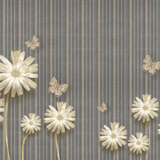 3D Jewelled Flowers and Butterflies Wallpaper